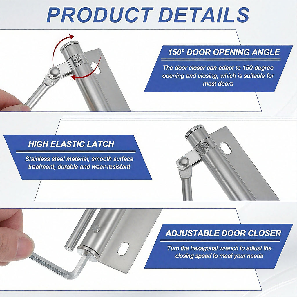 Premium Automatic Door Closer - Stainless Steel