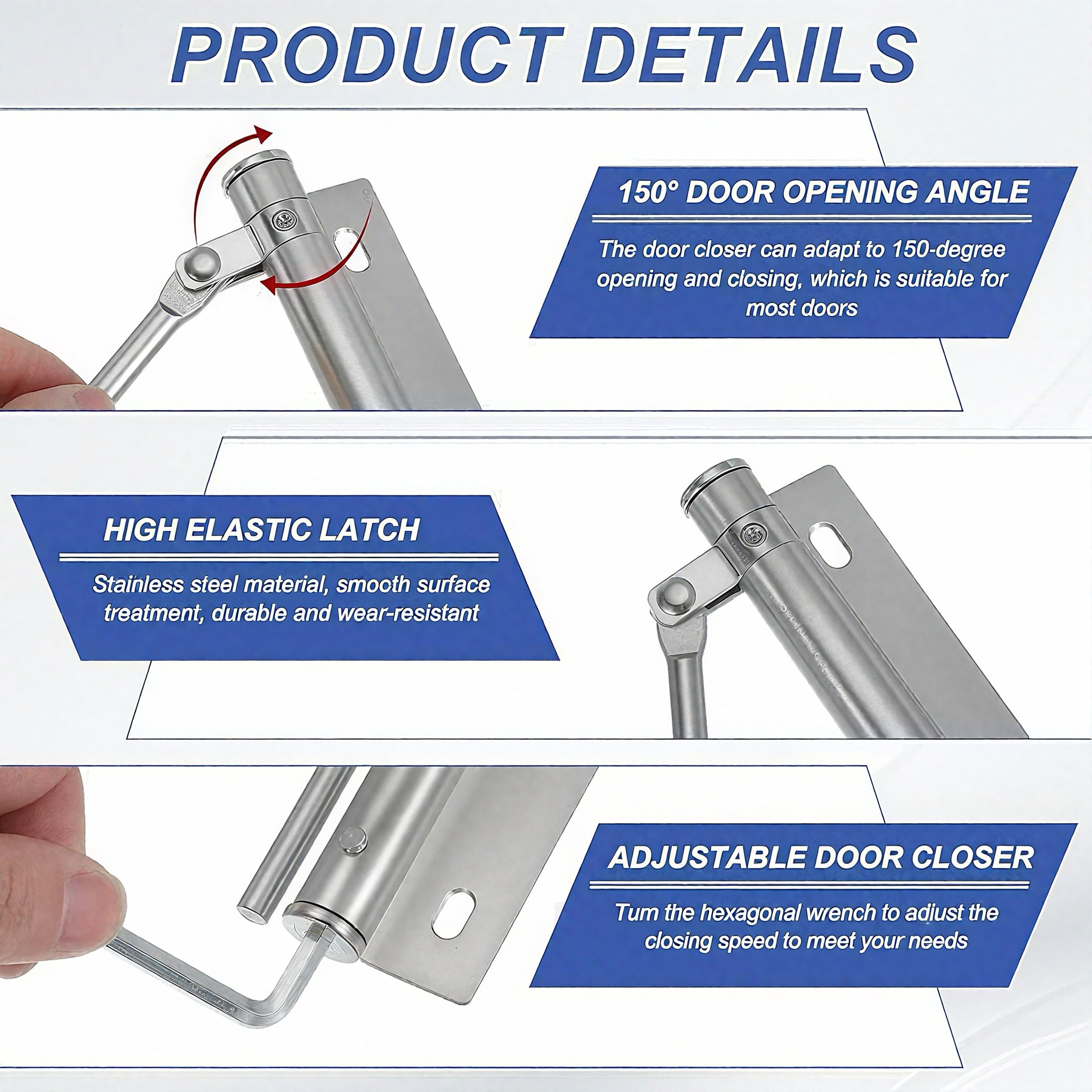 Premium Automatic Door Closer - Stainless Steel