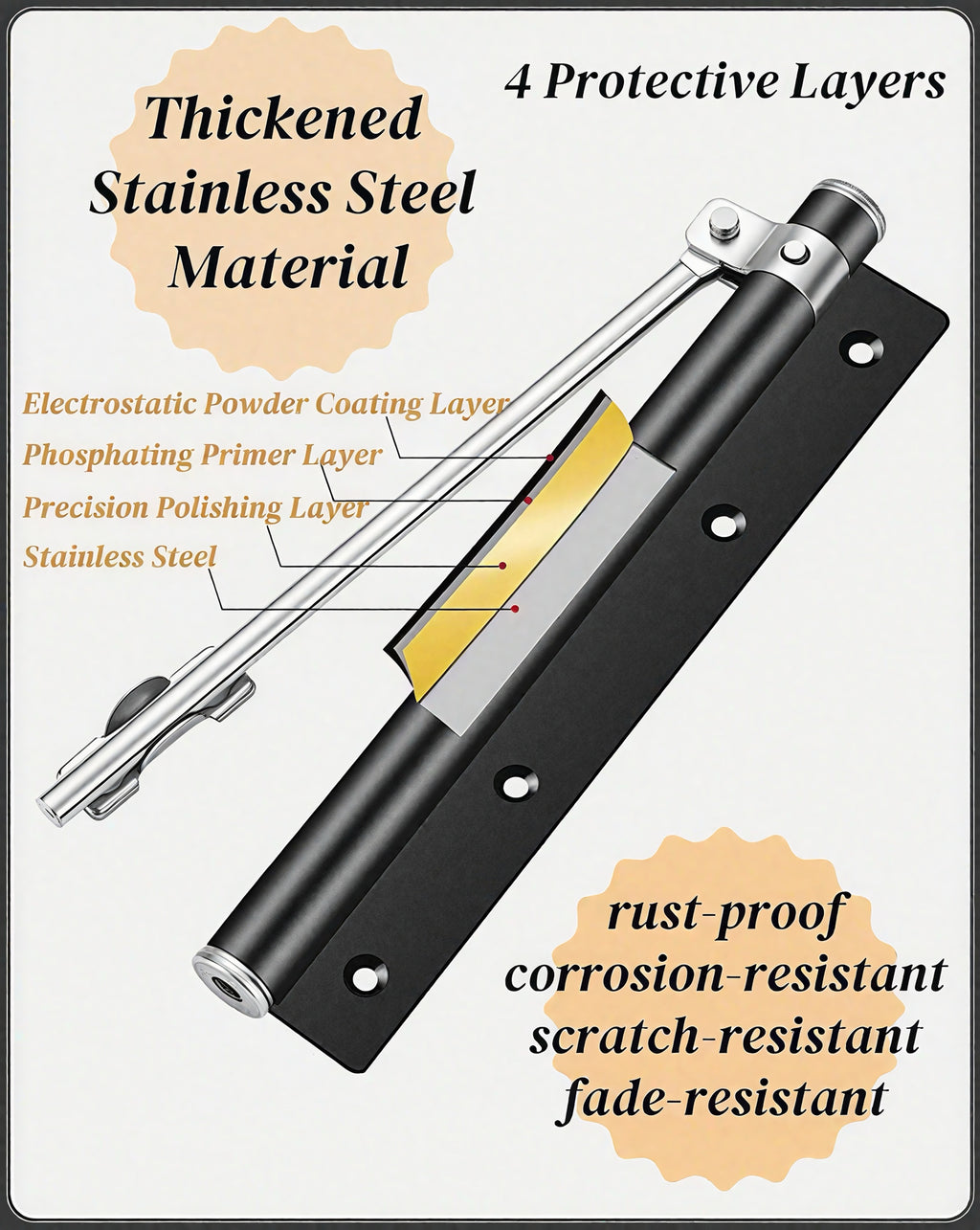 Premium Automatic Door Closer - Stainless Steel