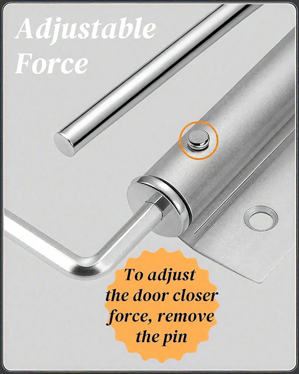 Premium Automatic Door Closer - Stainless Steel
