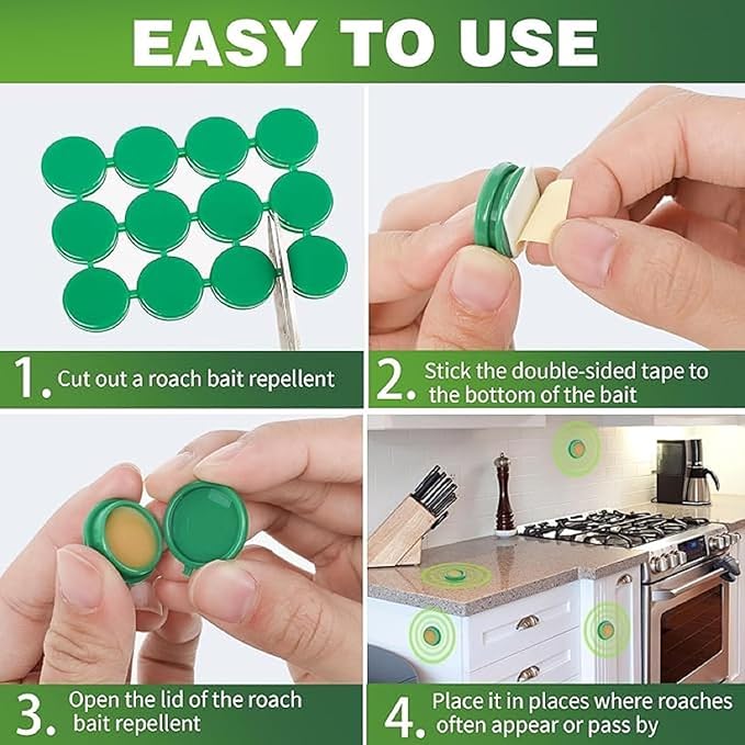 24/7 Complete House Protection Cockroach Killer - 12 Pcs Bait System . Pet & Family Safe