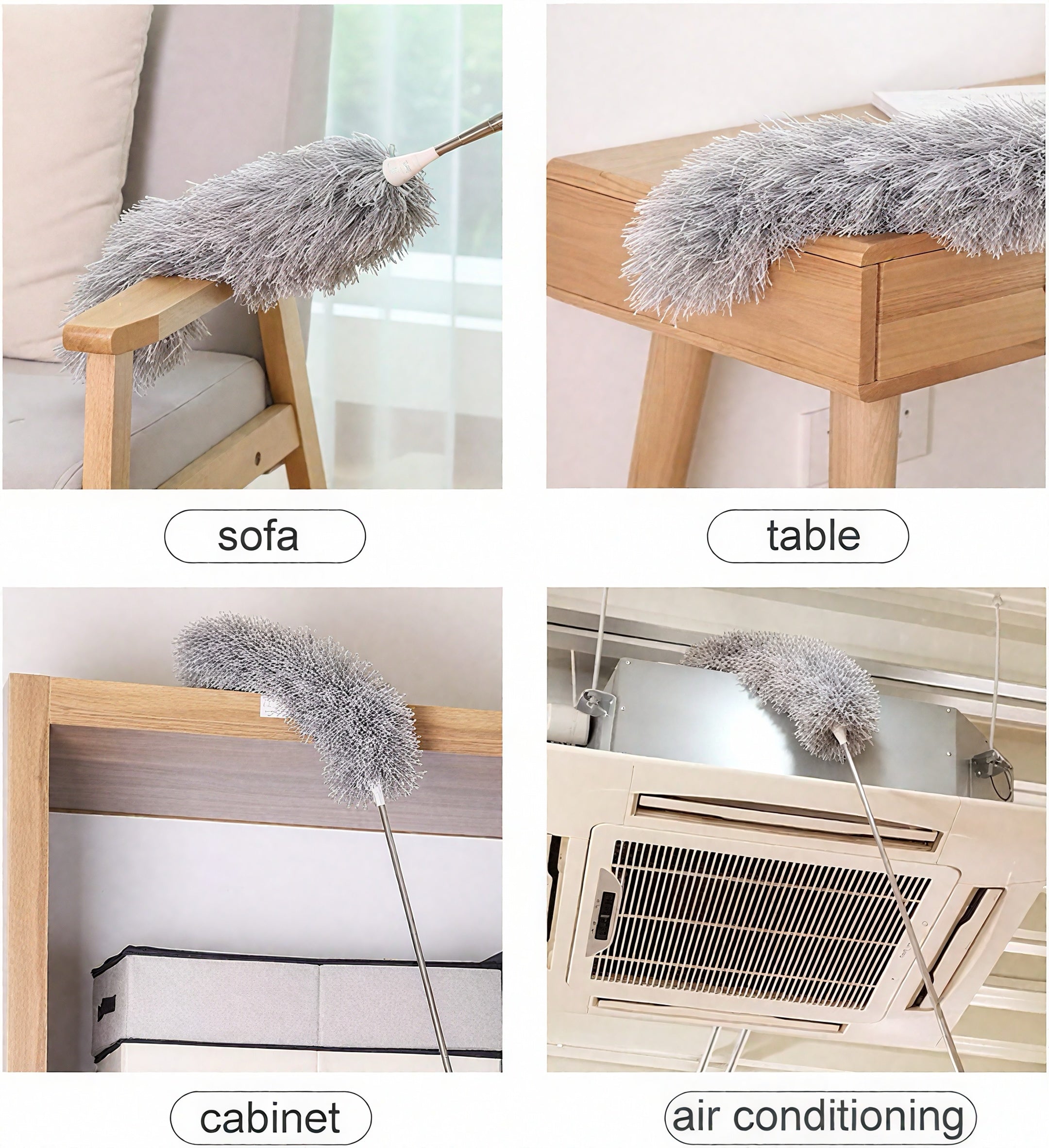 100-Inch Extendable Microfiber Duster, 360° Bendable Fan Cleaner Brush with Stainless Steel Pole for Roof, Wall, Car & Home Cleaning