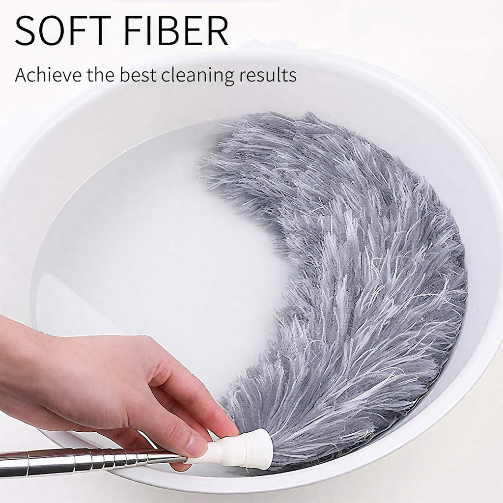100-Inch Extendable Microfiber Duster, 360° Bendable Fan Cleaner Brush with Stainless Steel Pole for Roof, Wall, Car & Home Cleaning