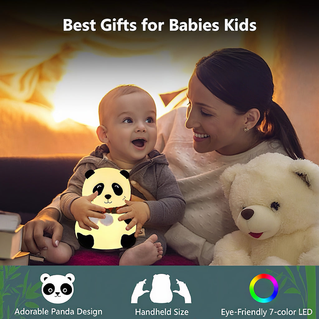 Cute Panda Night Light for Kids Bedroom | Colour Changing LED Silicone Lamp
