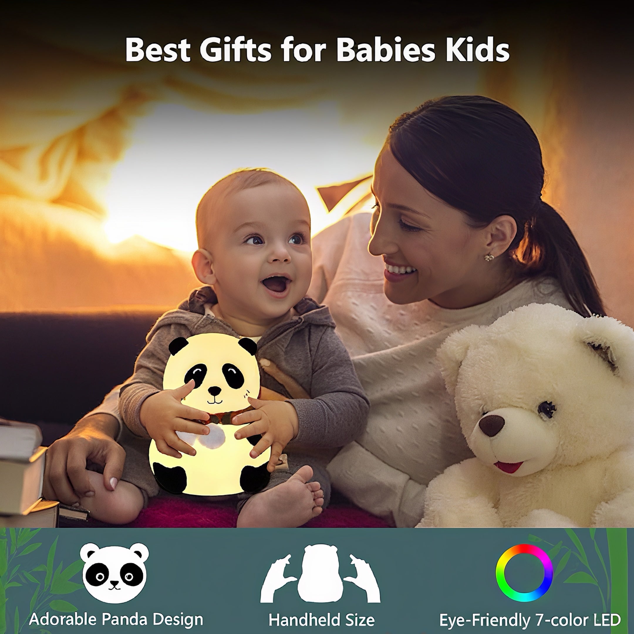 Cute Panda Night Light for Kids Bedroom | Colour Changing LED Silicone Lamp