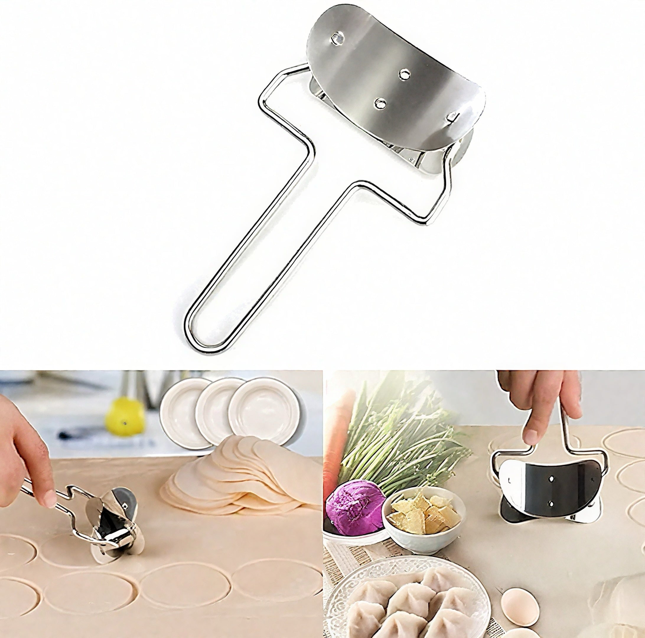 Stainless Steel Puri Cutter & Dough Roller | Easy Kitchen Tool for Puri, Roti & Cookies