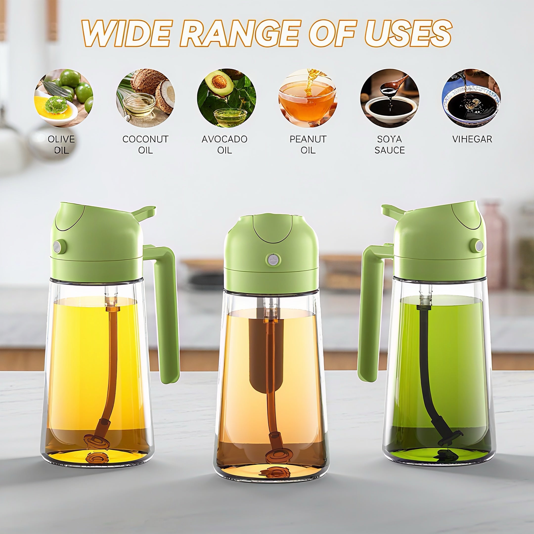 2-in-1 Dual Function Oil Spray & Pour Dispenser Bottle