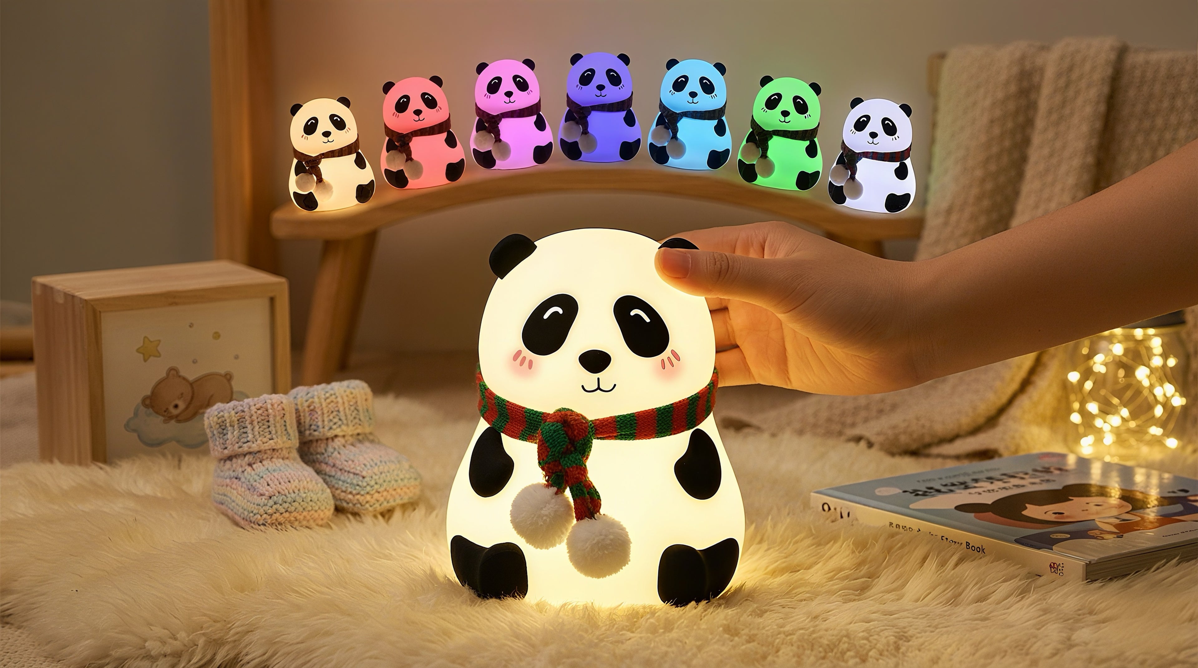 Cute Panda Night Light for Kids Bedroom | Colour Changing LED Silicone Lamp