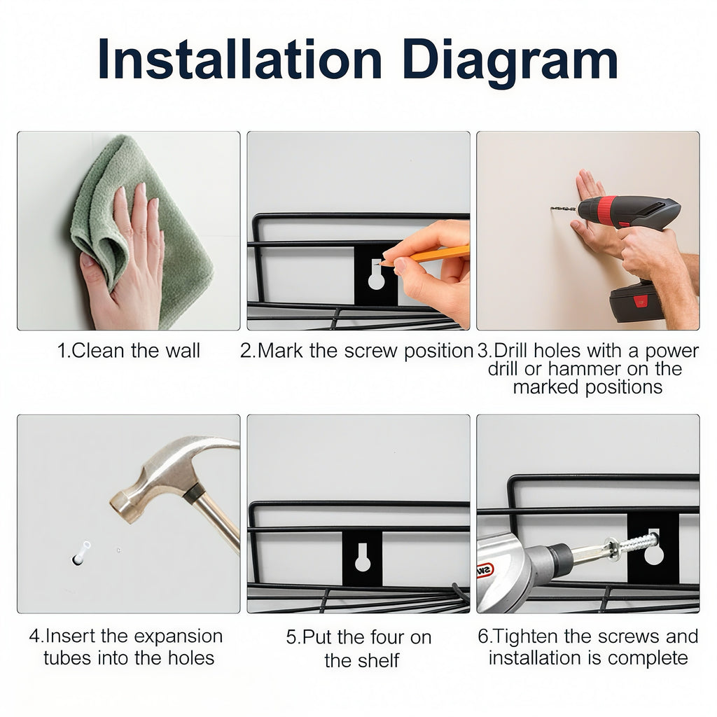 Pack of 2 Bathroom shelves Multipurpose Corner Bracket Shelf - No-Drill Wall Rack for Bathroom & Kitchen (Holds up to 5kg)