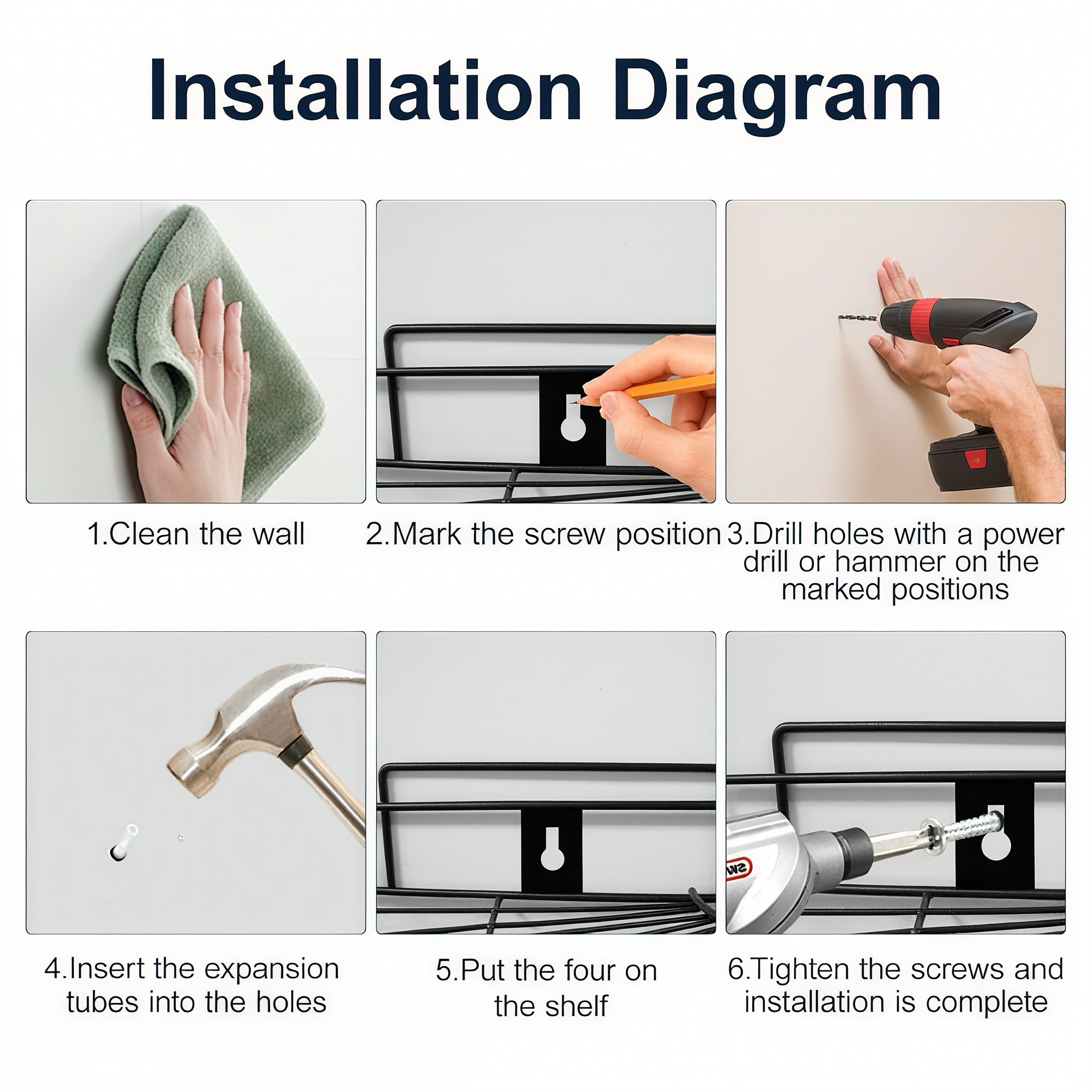 Pack of 2 Bathroom shelves Multipurpose Corner Bracket Shelf - No-Drill Wall Rack for Bathroom & Kitchen (Holds up to 5kg)