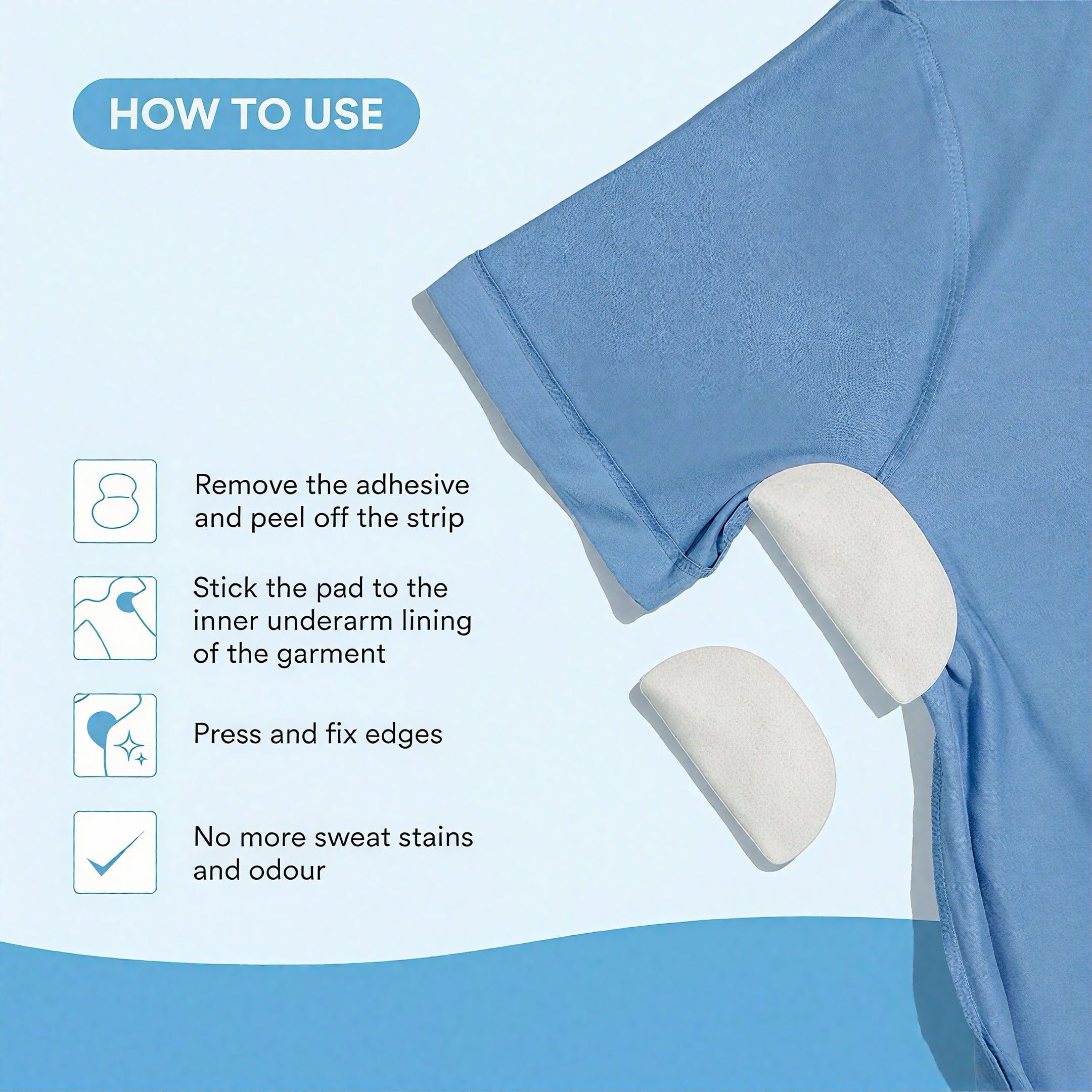 Disposable Underarm Sweat Pads | Gel Technology, 16-Hour Protection, Anti-Stain & Anti-Smell | For Men & Women (30 Pads)