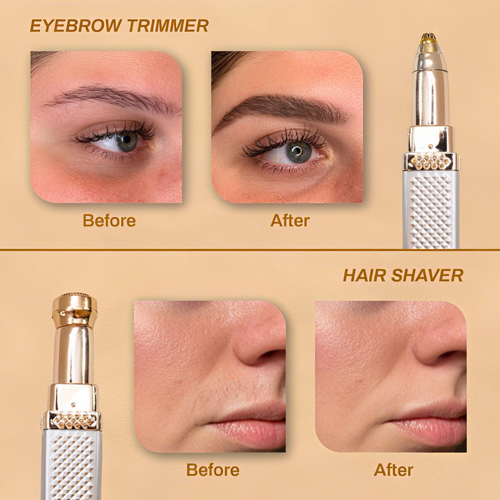 4-in-1 Multi-Purpose Electric Trimmer & Painless Hair Remover for Women | Precision Shaver for Eyebrow, Face, Nose, Arms & Legs (Rose Gold Edition)