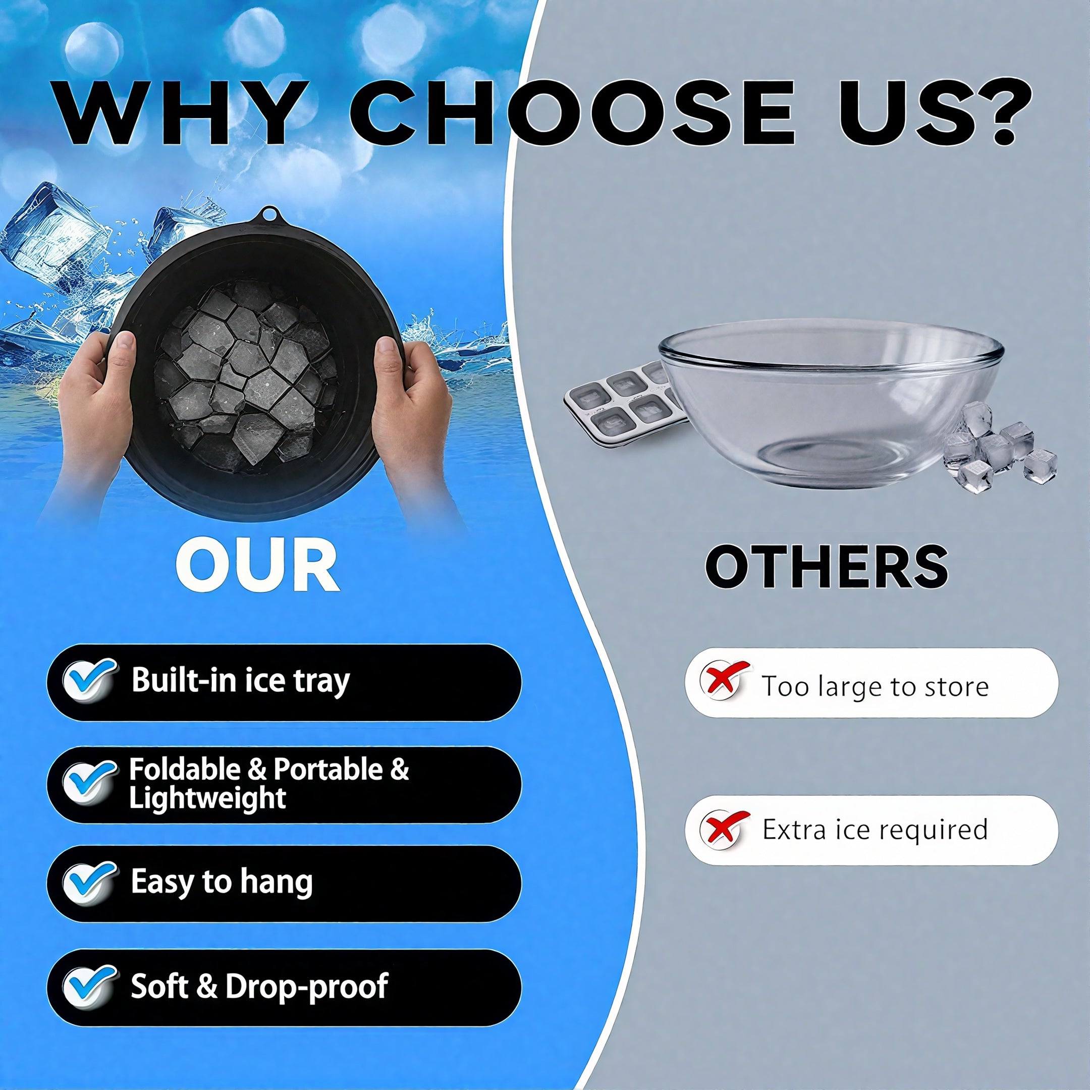 Foldable Silicone Face Wash Basin for Ice Therapy & Skin Care